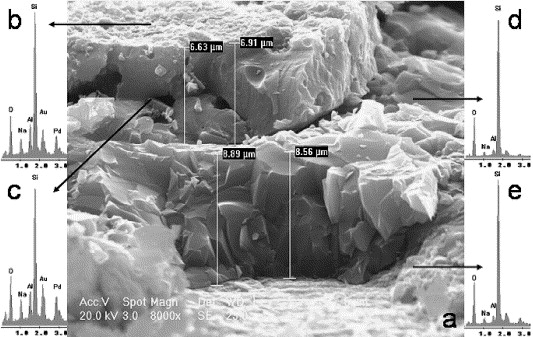 SEM image of bridging layer and top layer